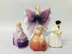 THREE SMALL ROYAL DOULTON PORCELAIN COLLECTORS FIGURES - ROSE HN 1368,