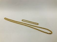 9CT GOLD MATCHING NECKLACE & BRACELET SET OF ROPE TWIST DESIGN (NECKLACE L 51CM, BRACELET L 19CM.