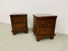 A PAIR OF WILLIS AND GAMBIER QUALITY MODERN TWO DRAWER BEDSIDE CHESTS - W 42CM. D 42CM. H 55CM.