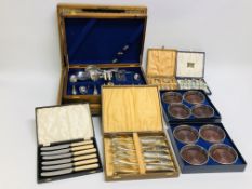 BOX OF ASSORTED BOXED CUTLERY ETC.