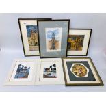 6 FRAMED AND MOUNTED WATERCOLOURS BY P.