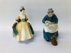 2 X ROYAL DOULTON FIGURINES TO INCLUDE ELEGANCE HN 2264 AND THE FAVOURITE HN 2249.