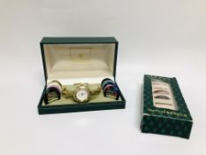 LADIES GUCCI BRACELET WATCH QUARTZ MOVEMENT COMPLETE WITH ORIGINAL BOX AND 13 INTERCHANGEABLE