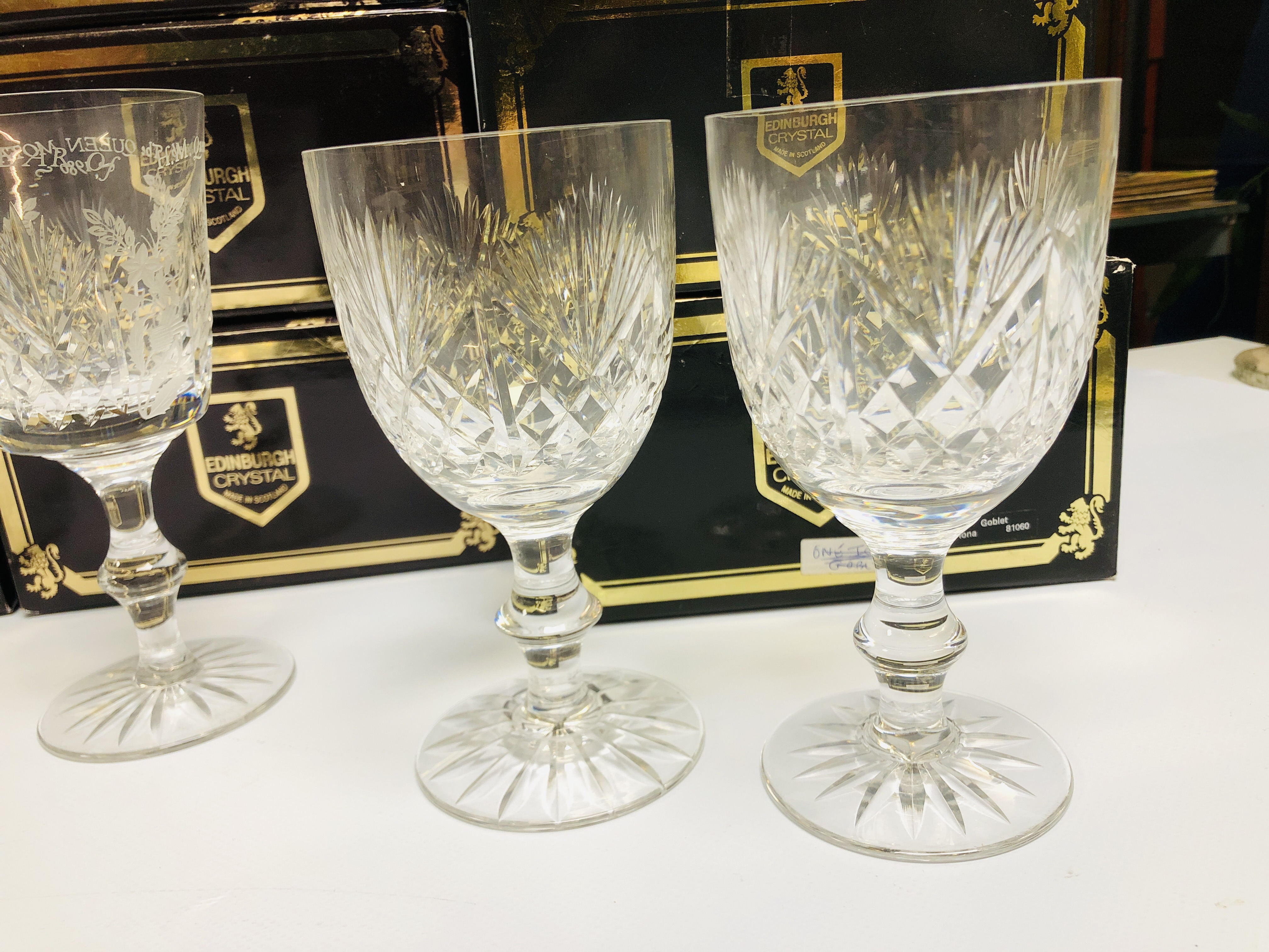COLLECTION OF EDINBURGH DRINKING GLASSES COMPRISING 12 IONA TALL HOCK 81060 GLASSES, - Image 9 of 10