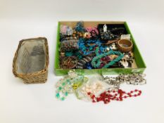 TRAY OF ASSORTED MODERN COSTUME JEWELLERY TO INCLUDE MAINLY BEADED NECKLACES ETC.