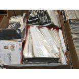 TWO BOXES WITH GB AND OVERSEAS STAMPS, FIRST DAY COVERS AND PHQ CARDS, POSTCARDS ETC.