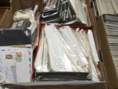 TWO BOXES WITH GB AND OVERSEAS STAMPS, FIRST DAY COVERS AND PHQ CARDS, POSTCARDS ETC.