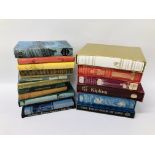 A BOX CONTAINING FOLIO SOCIETY BOOKS, 18 TITLES TO INCLUDE HANS ANDERSEN'S FAIRY TALES,