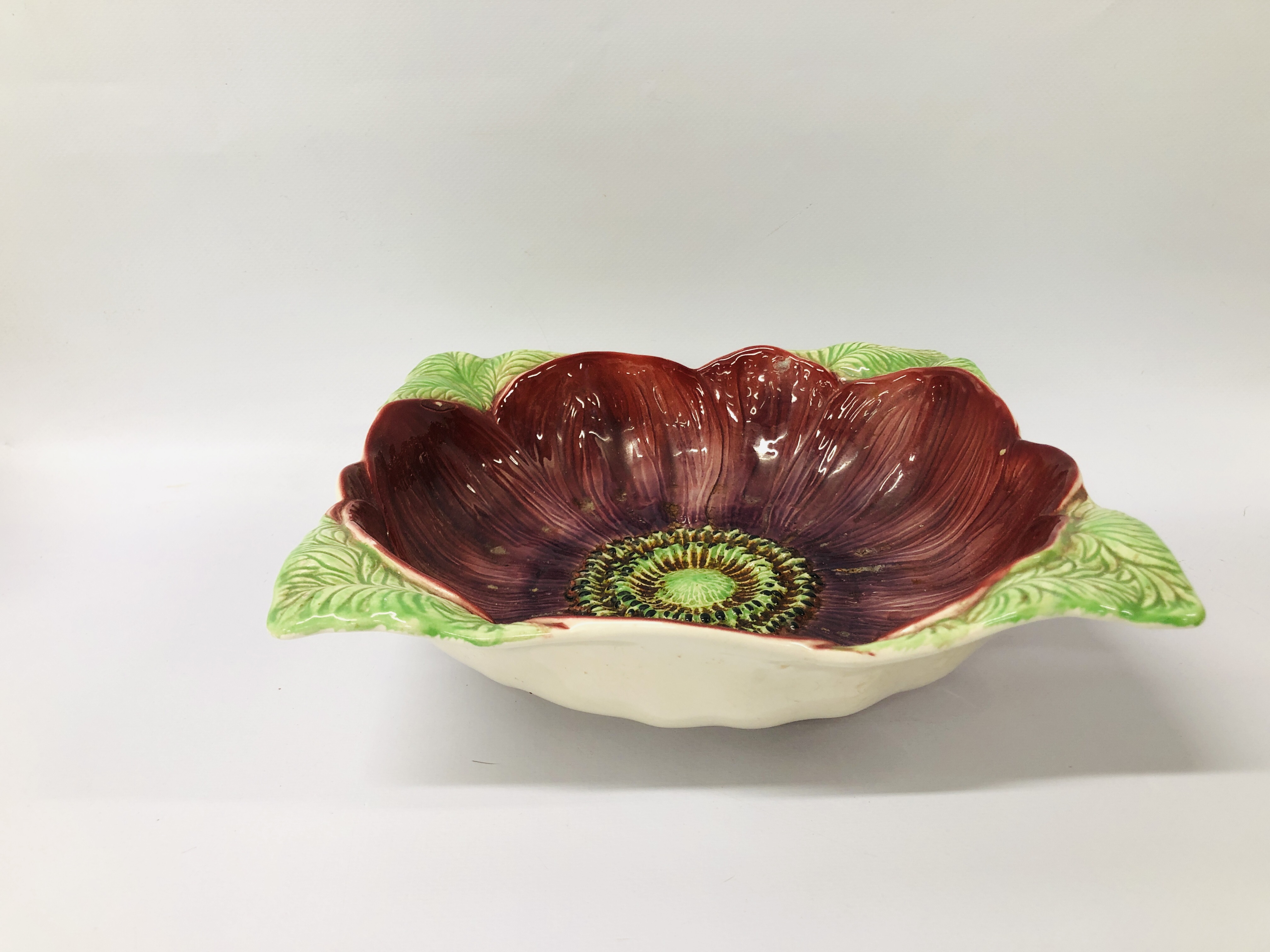 A FRENCH SCALLOPED EDGE CENTRE PIECE, ART GLASS RED VASE, HAND CRAFTED STUDIO POTTERY TEA POT, - Image 11 of 20