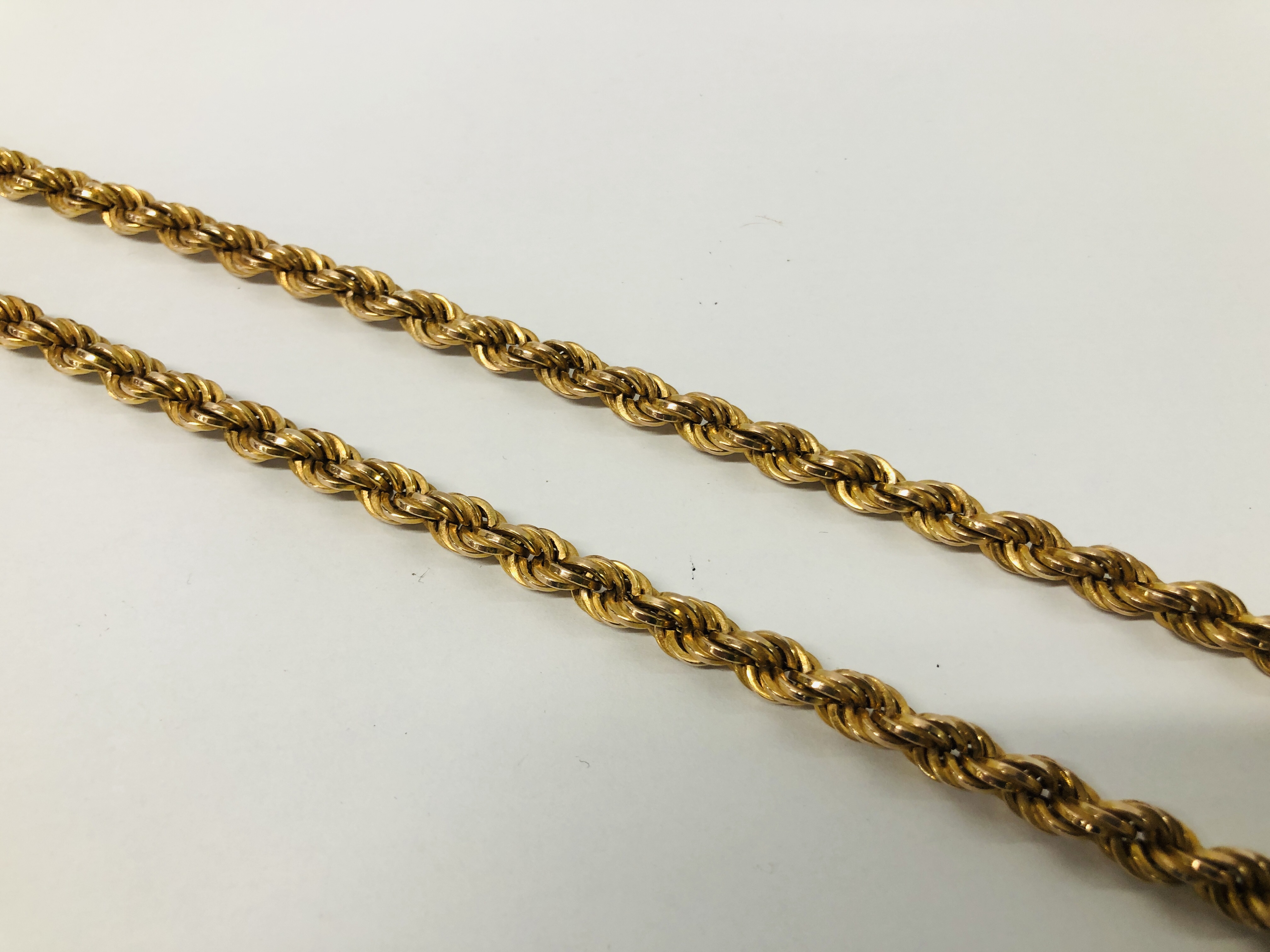 A 9CT GOLD ROPE NECKLACE - LENGTH 60CM - Image 3 of 7