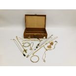 JEWELLERY BOX AND CONTENTS TO INCLUDE AN ASSORTMENT OF QUALITY DESIGNER NECKLACES AND BRACELETS,