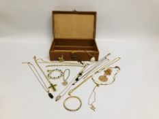 JEWELLERY BOX AND CONTENTS TO INCLUDE AN ASSORTMENT OF QUALITY DESIGNER NECKLACES AND BRACELETS,