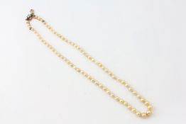 A SINGLE ROPE OF GRADUATED PEARLS, THE LARGEST APPROX. 6.