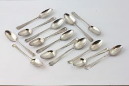 A SET OF TEN GEORGIAN HANOVERIAN PATTERN TEASPOONS, BOWLS WITH RAISED SWAN,