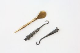 TWO SILVER BUTTON HOOKS, LENGTH ONE 5.