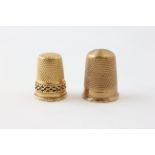 TWO GOLD THIMBLES, ONE MARKED 9CT.