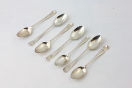 A SET OF SIX HANOVERIAN PATTERN TEASPOONS, THE REVERSE OF THE BOWLS WITH RAISED SWANS,