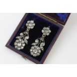 A PAIR OF C19TH DIAMOND DROP EARRINGS,