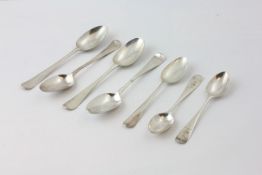 SEVEN VARIOUS HANOVERIAN PATTERN SILVER TEASPOONS,