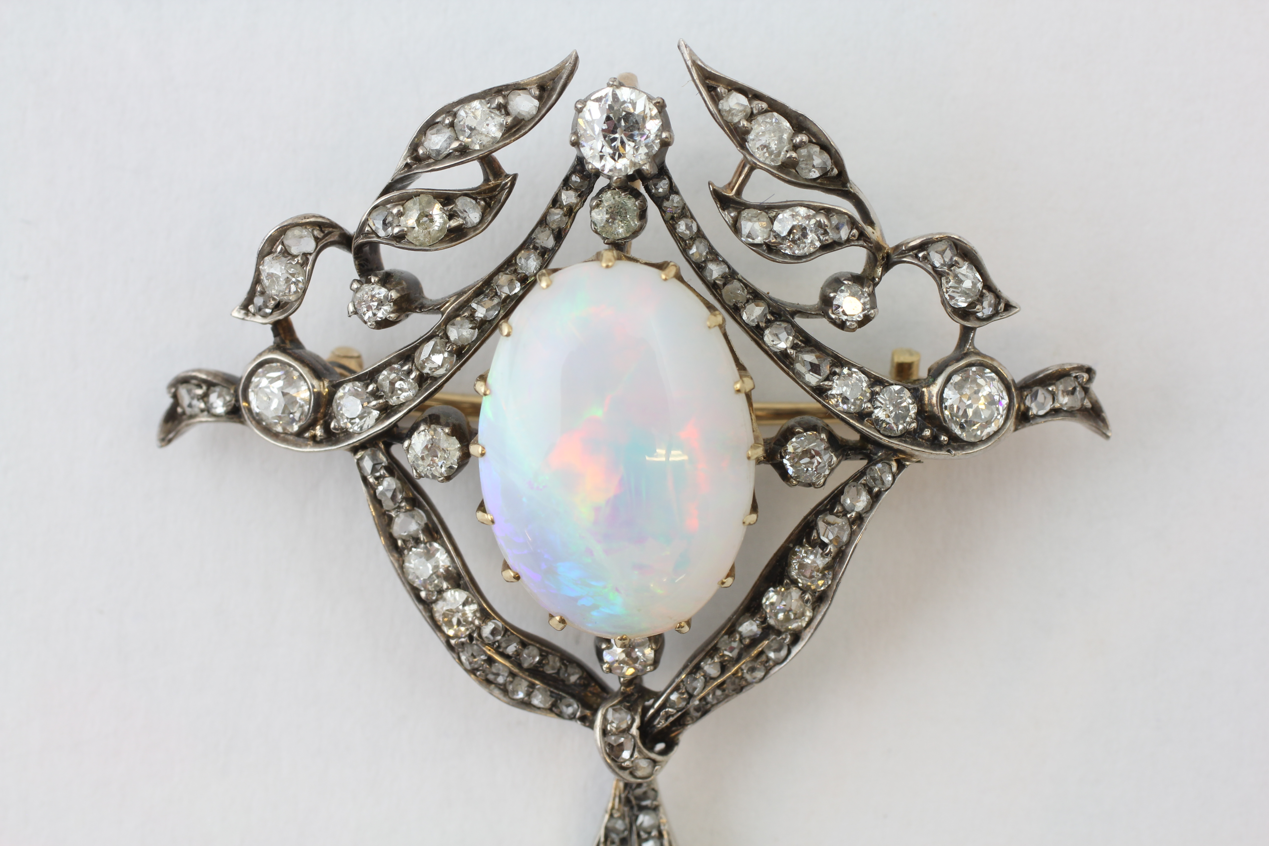 AN OPAL AND DIAMOND BROOCH, THE OVAL CABOCHON APPROX. - Image 2 of 5