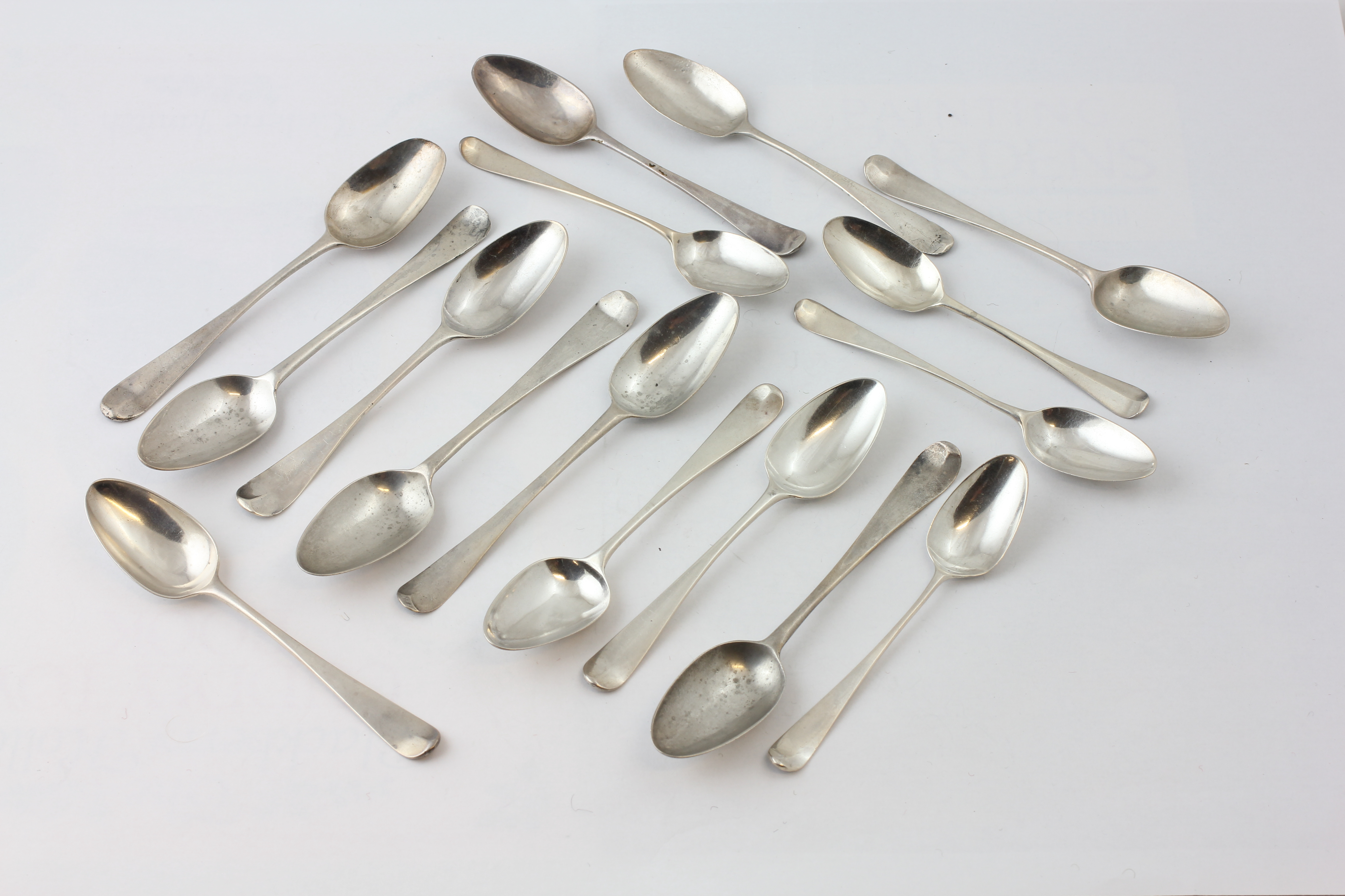 SIXTEEN VARIOUS SILVER TEASPOONS,