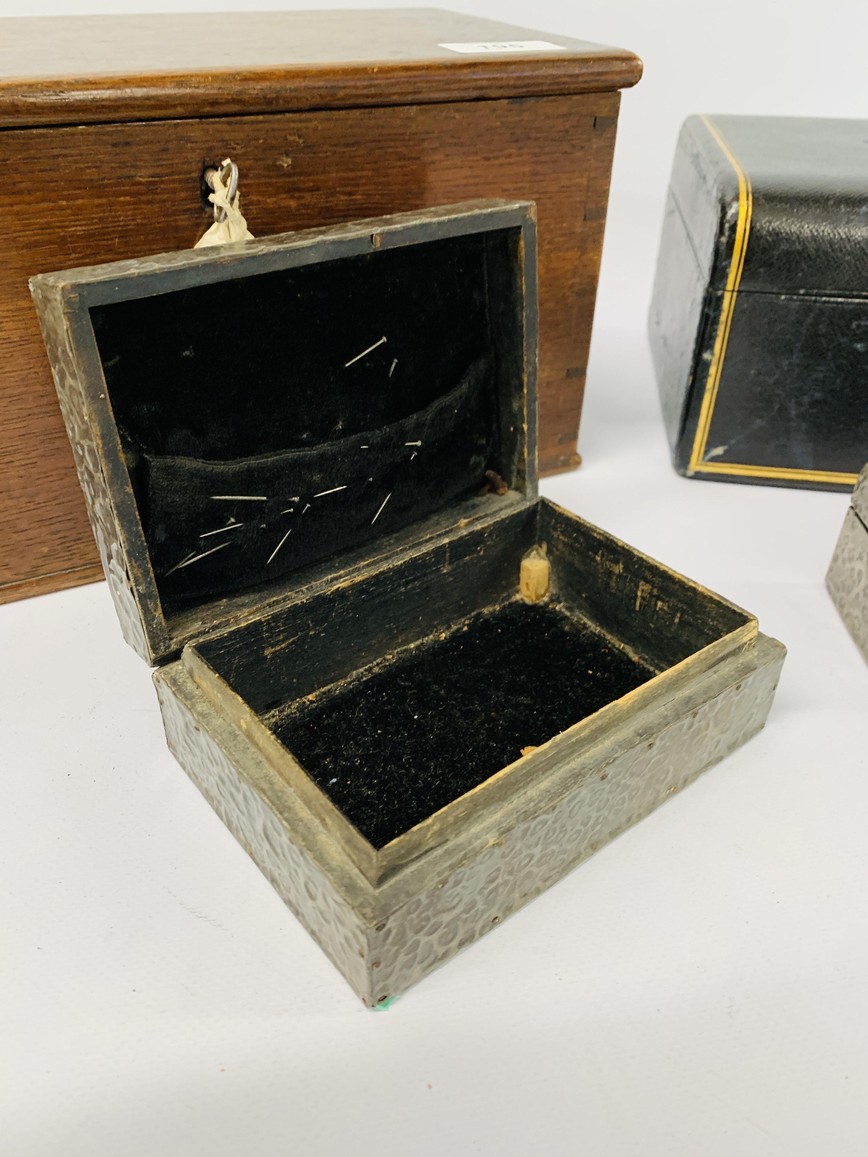 AN ANTIQUE LEATHERED JEWELLERY CASKET, - Image 12 of 27