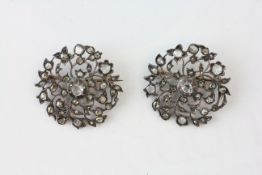 A PAIR OF DIAMOND SET BROOCHES OF CIRCULAR NATURALISTIC DESIGN, SET WITH OLD CUT DIAMONDS,