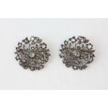 A PAIR OF DIAMOND SET BROOCHES OF CIRCULAR NATURALISTIC DESIGN, SET WITH OLD CUT DIAMONDS,