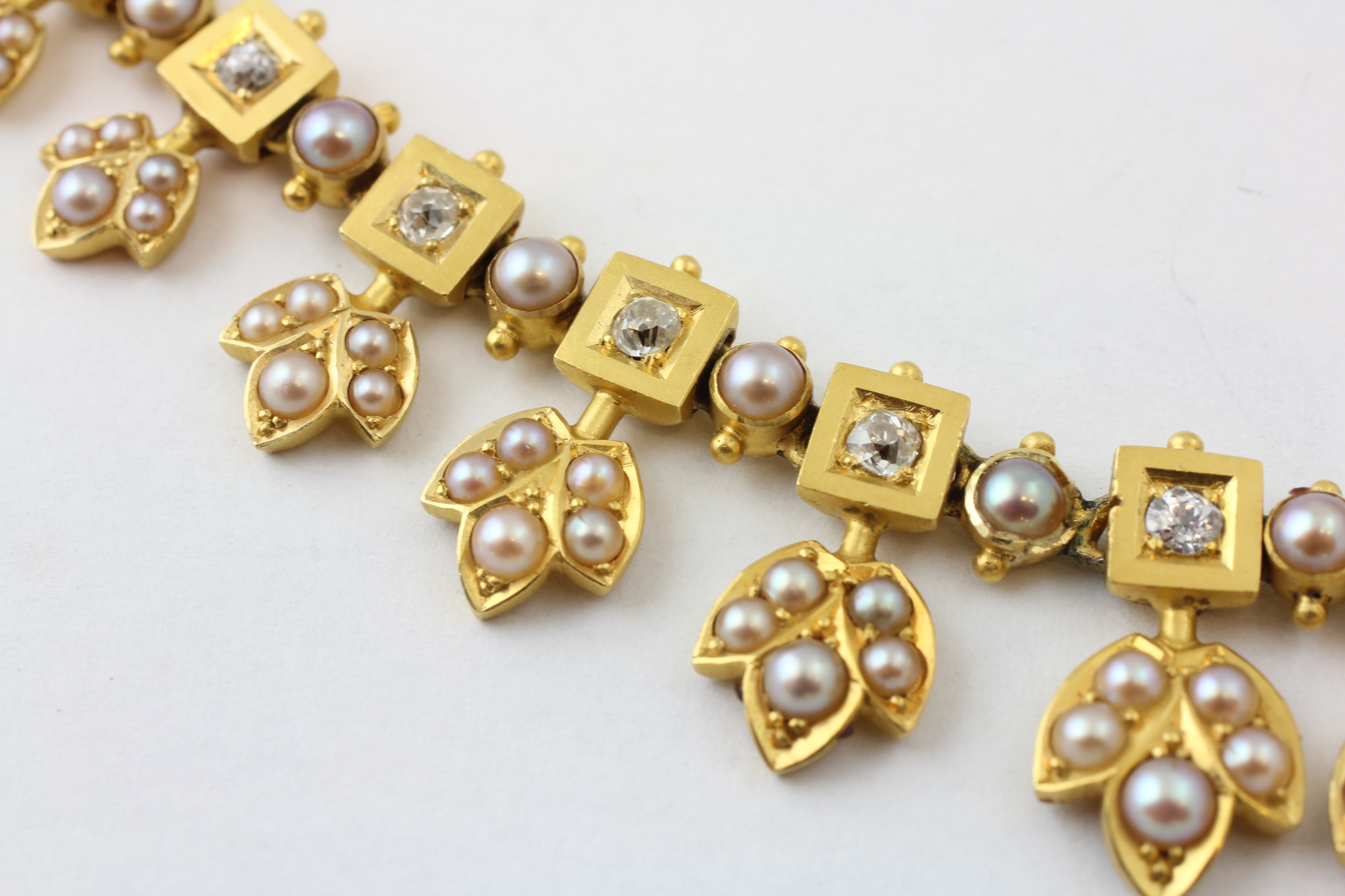 A YELLOW METAL PEARL AND DIAMOND NECKLACE, C. - Image 13 of 13