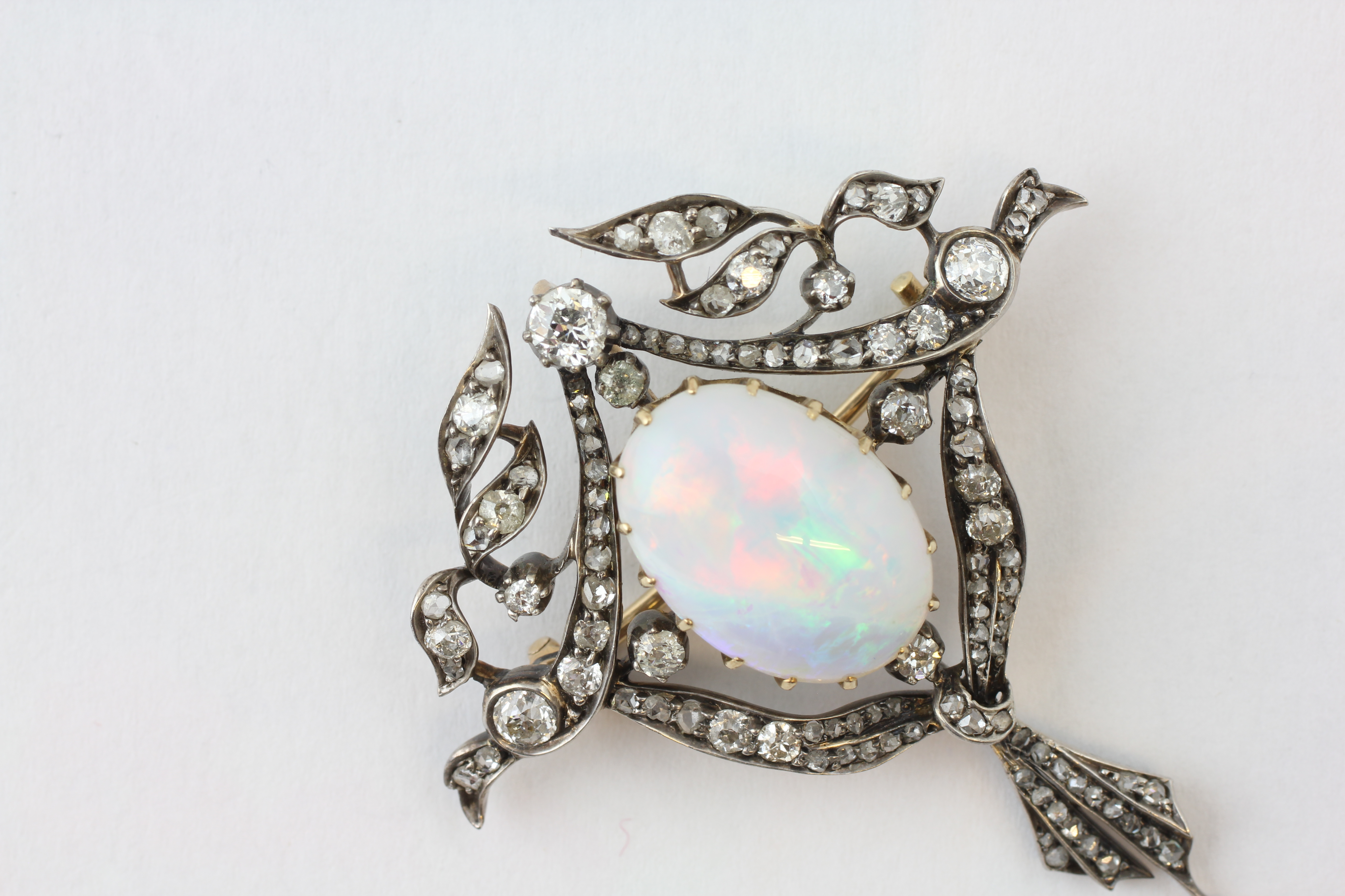 AN OPAL AND DIAMOND BROOCH, THE OVAL CABOCHON APPROX. - Image 4 of 5
