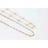 A 9CT WHITE GOLD AND PEARL NECKLACE, LENGTH 41.