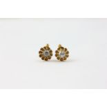 A PAIR OF C19TH STUD EARRINGS, SET WITH AN OLD CUT DIAMOND OF PEAR DESIGN,