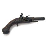 T. COLE, LONDON AN EARLY 60-BORE FLINTLOCK TURN-OFF TRAVELLING-PISTOL FOR RENOVATION, no visible