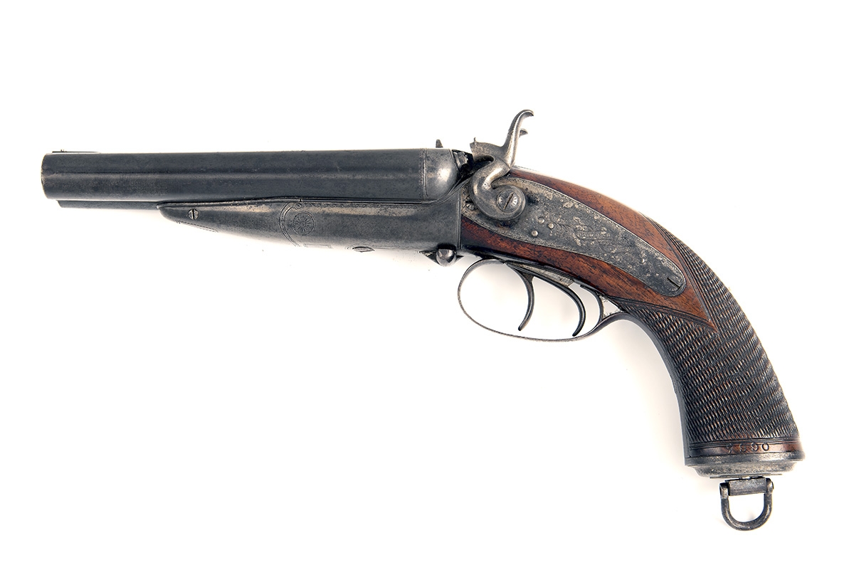 WILKINSON & SON, LONDON A .577 (SNIDER) DOUBLE-BARRELLED HOWDAH-PISTOL, serial no. 7990, circa 1880,