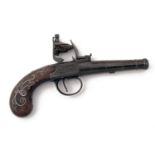 TURVEY, LONDON A 48-BORE FLINTLOCK CANNON-BARRELLED BOXLOCK POCKET-PISTOL, no visible serial number,