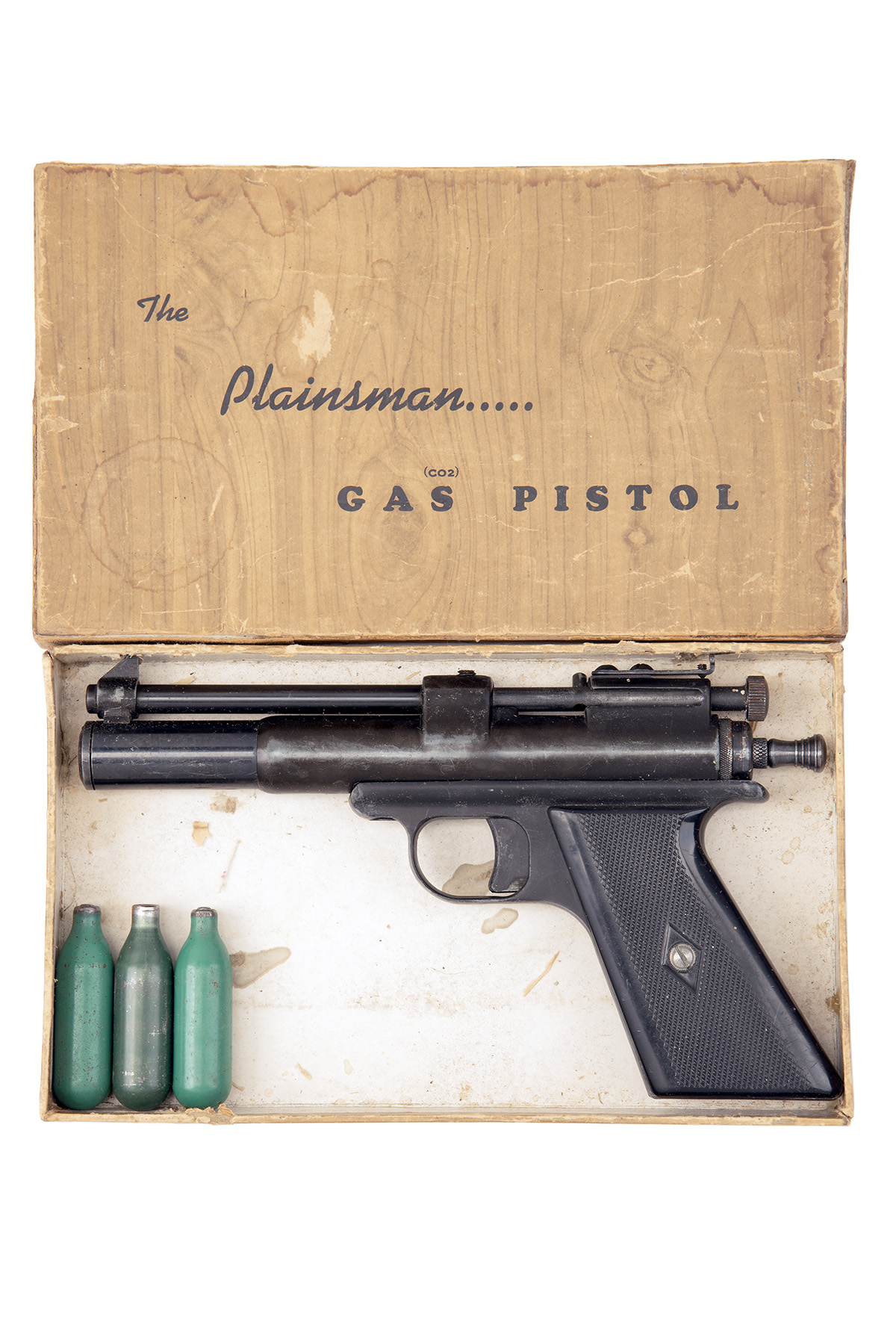 CHALLENGER ARMS, USA A SCARCE BOXED .22 CO2-POWERED AIR-PISTOL, MODEL 'PLAINSMAN', no visible serial