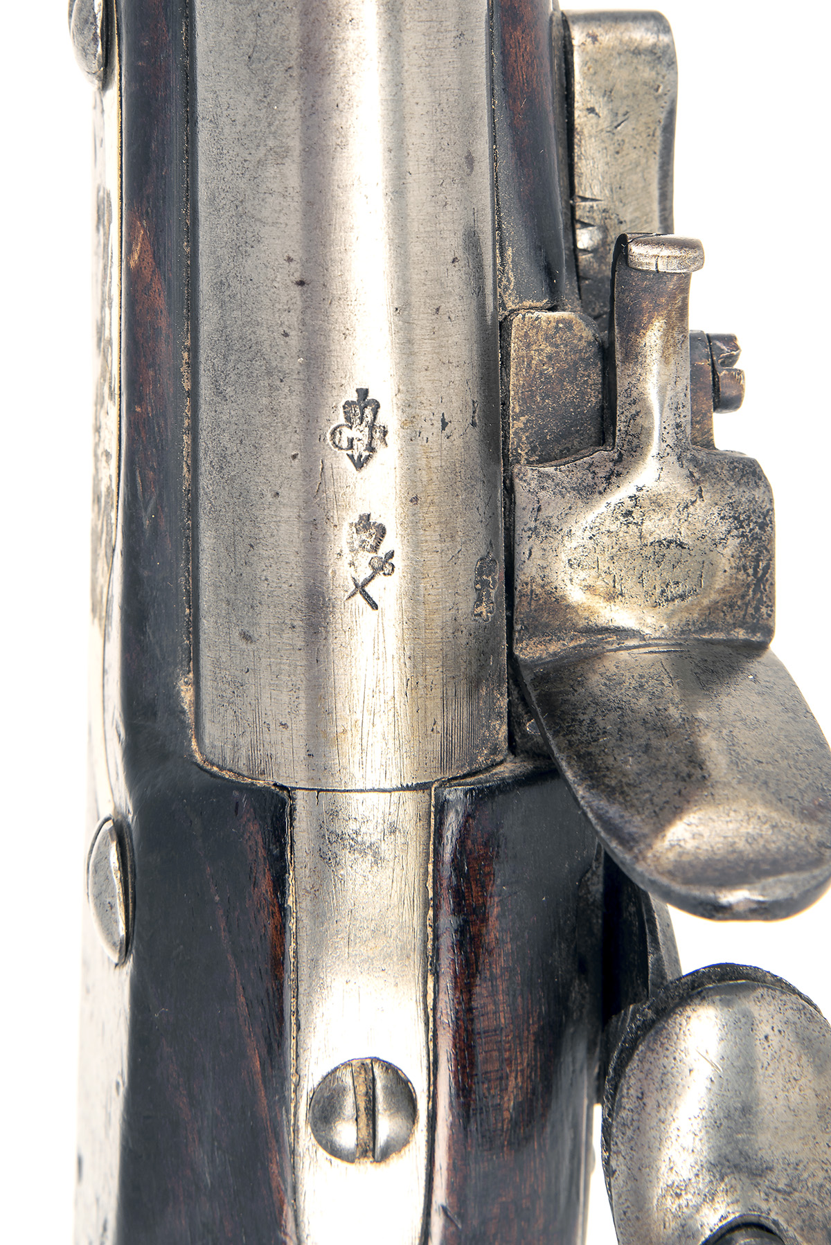 A 10-BORE FLINTLOCK HEAVY HOLSTER-PISTOL, UNSIGNED, serial no. 17, circa 1810, with London proved - Image 5 of 5