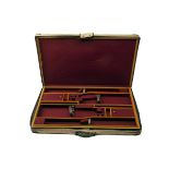 GUARDIAN A BRASS-CORNERED OAK AND LEATHER PRESENTATION DOUBLE GUNCASE, fitted for up to 33in. over