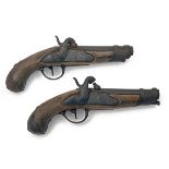 MAUBEUGE ARSENAL, FRANCE A PAIR OF .600 PERCUSSION PISTOLS, MODEL '1822 CONVERSION FOR THE