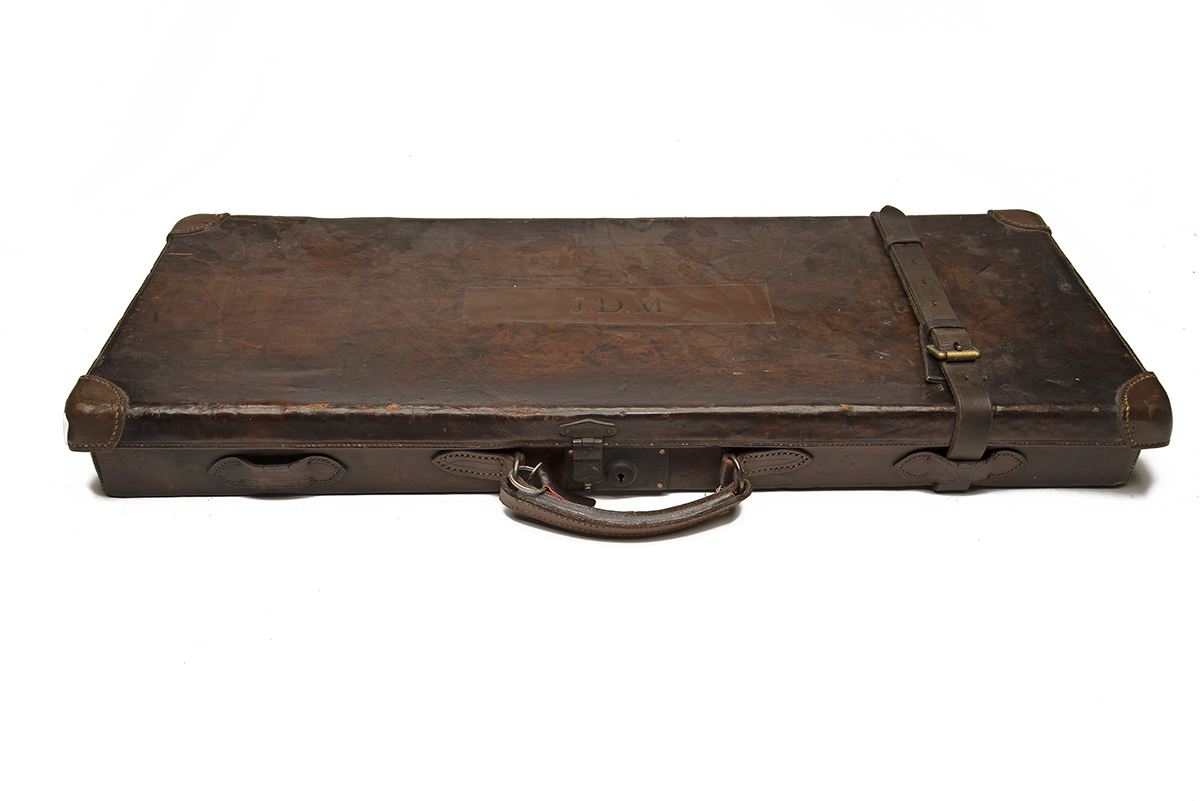 CHARLES LANCASTER A LEATHER DOUBLE GUNCASE, fitted for 29in. barrels, the interior lined with - Image 2 of 2