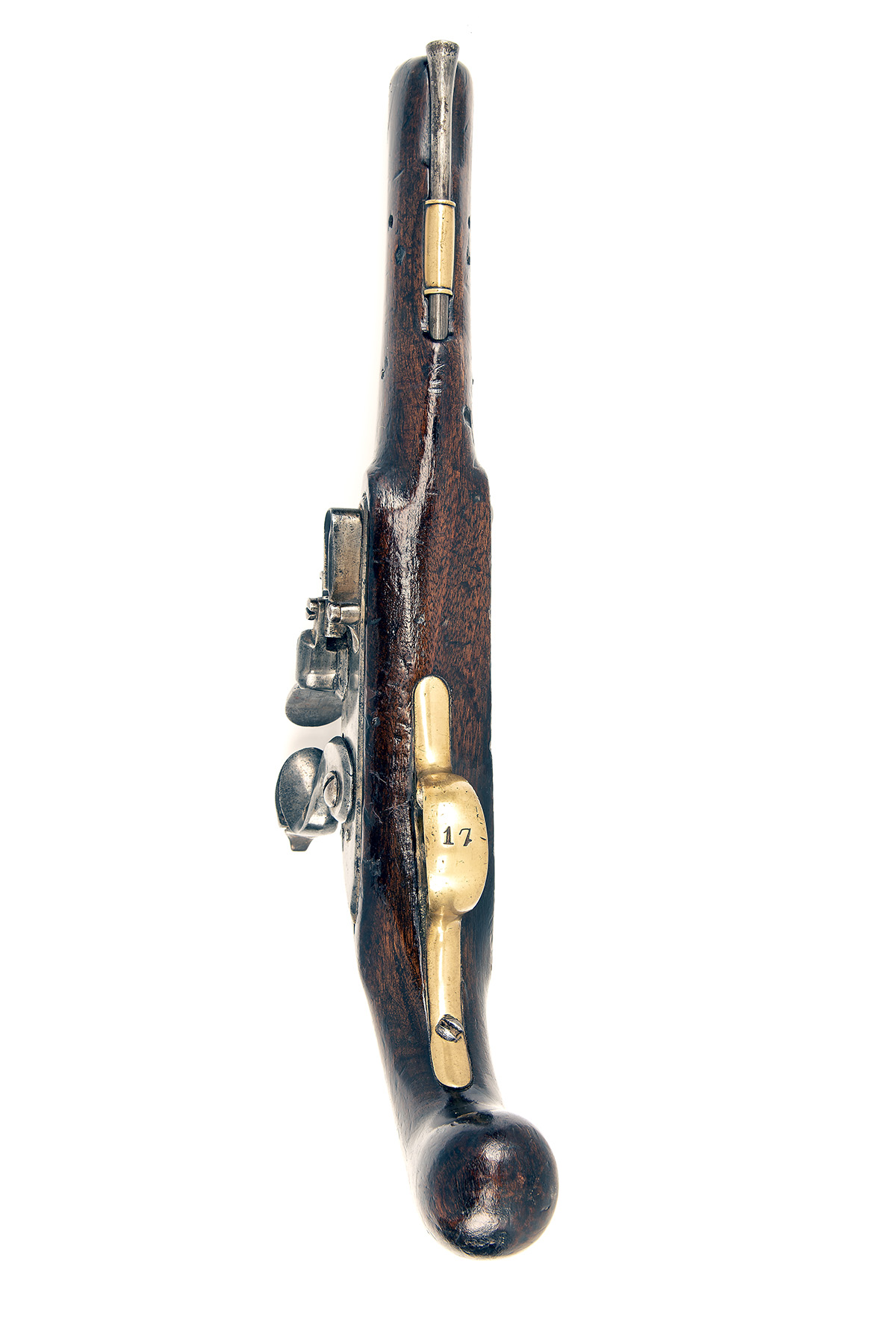 A 10-BORE FLINTLOCK HEAVY HOLSTER-PISTOL, UNSIGNED, serial no. 17, circa 1810, with London proved - Image 3 of 5