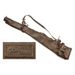 CONWAY, LONDON A LEATHER FLEECE-LINED DOUBLE GUNSLIP, with leather shoulder strap and brass