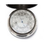 J.C. VICKERY A SILVER CASED POCKET BAROMETER ALTIMETER WITH THERMOMETER, London hallmarked silver