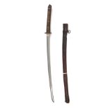 A JAPANESE WORLD WAR TWO SHIN-GUNTO MOUNTED KATANA WITH SIGNED BLADE, the 26in. blade almost