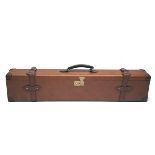 A LIGHTWEIGHT LEATHER MOTOR GUNCASE, fitted for 30in. small bore barrels, the interior lined with