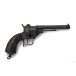 A 12mm PINFIRE REVOLVER SIGNED OVIEDO, MODEL 'LEFAUCHEUX PATENT', serial no. N977, dated for 1864,