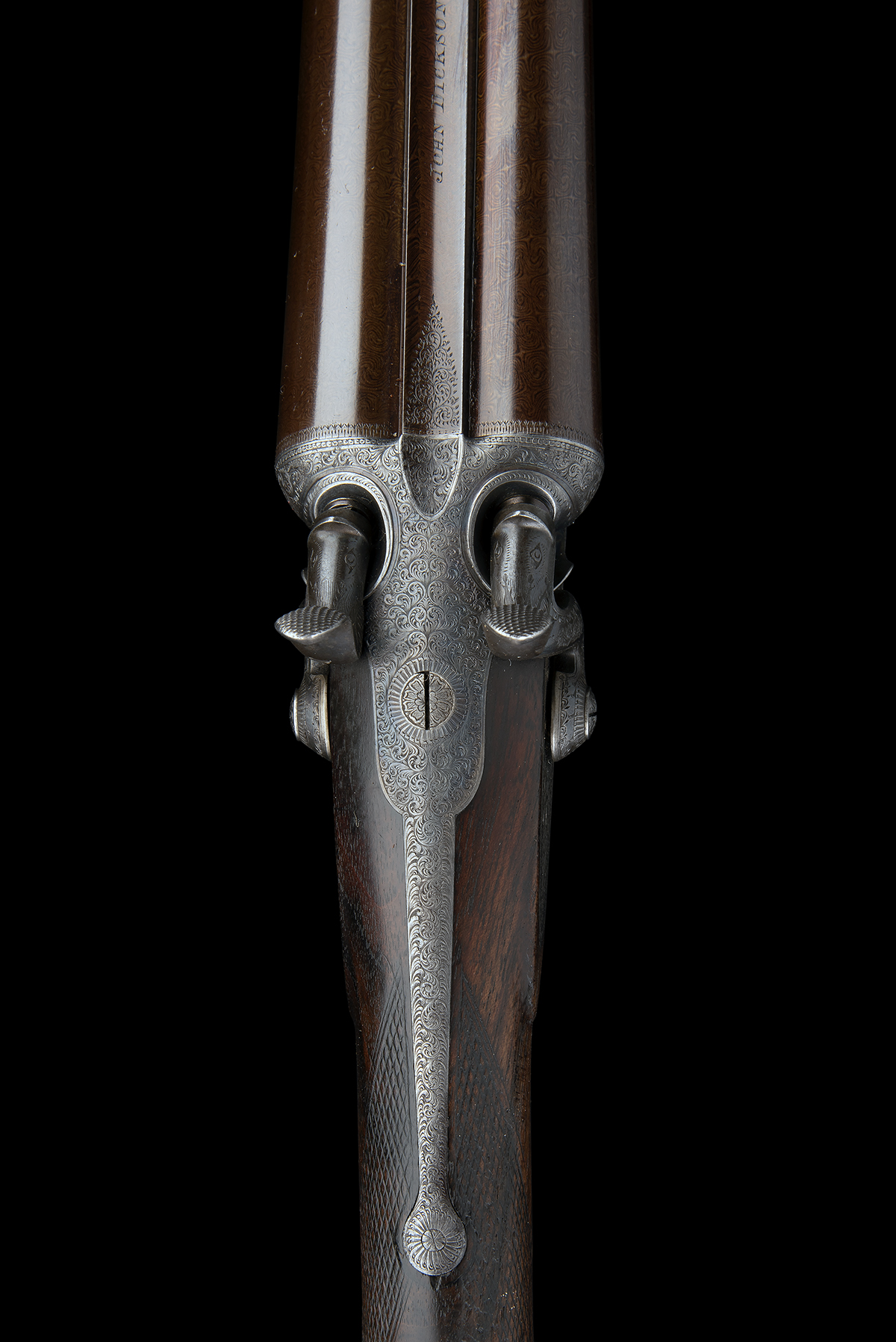 JOHN DICKSON & SON A 12-BORE ROTARY-UNDERLEVER HAMMERGUN, serial no. 3373, for 1877, 30in. nitro - Image 4 of 8