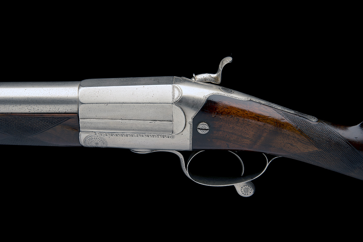 H. HOLLAND AN UNUSUAL NICKEL-FINISH 4-BORE 1866 PATENT SINGLE-BARRELLED ROTARY-UNDERLEVER HAMMERGUN, - Image 5 of 9