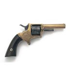 A RARE .30 RIMFIRE ALL BRASS POCKET-REVOLVER, UNSIGNED, MODEL 'PATENT BREECH LOADING REVOLVER',