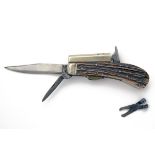 UNWIN & RODGERS, SHEFFIELD A 250-BORE PERCUSSION POCKET KNIFE-PISTOL, no visible serial number,